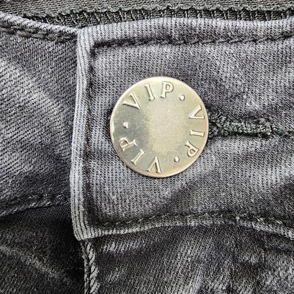 V.I.P. Jeans Women 9/10 Black Super Stretch Distressed Denim Skinny Ankle Casual - Picture 2 of 13